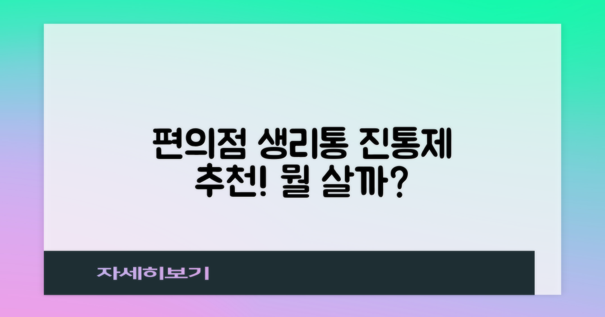 편의점에서 구입할 수 있는 생리통 진통제 추천: 어떤 약이 좋을까?